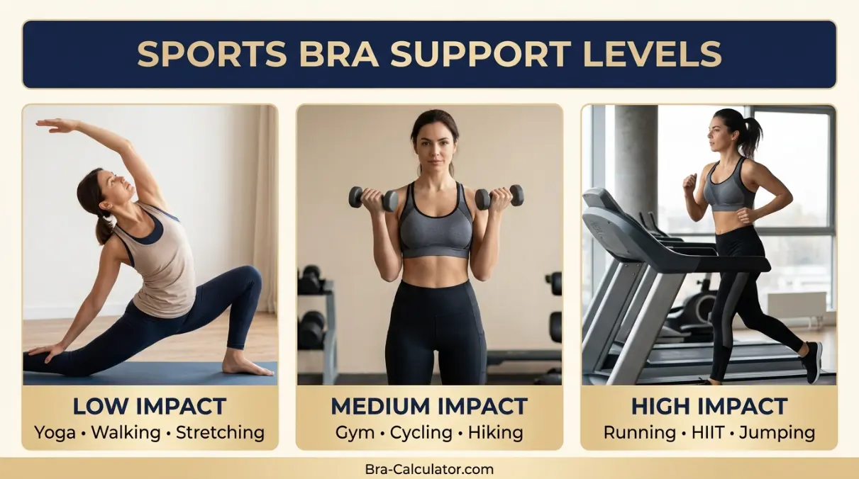 how to choose sports bra support levels for low medium and high impact workouts