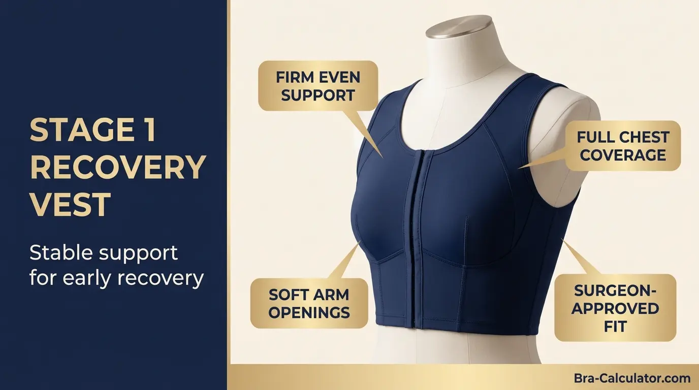 Stage 1 post surgery gynecomastia compression vest for surgeon approved recovery support