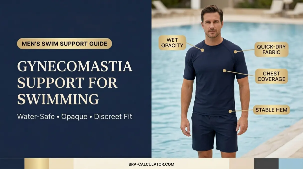 Structured swim shirt for gynecomastia beach confidence and wet opacity