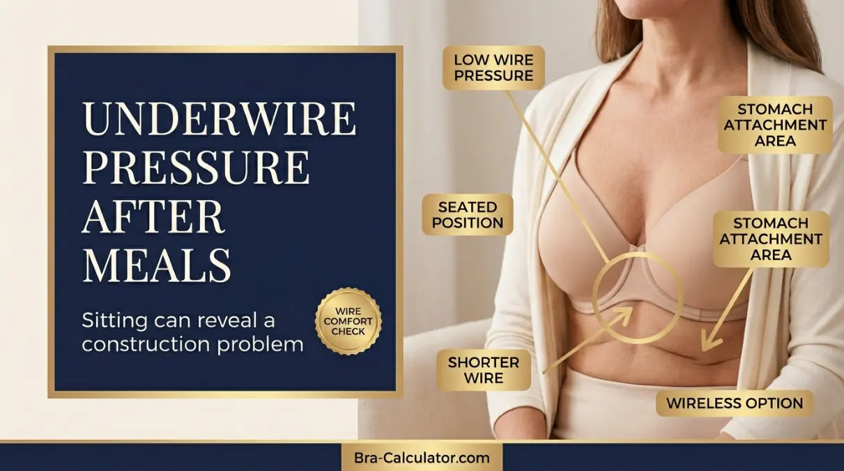 Underwire pressure point at upper stomach when sitting after eating