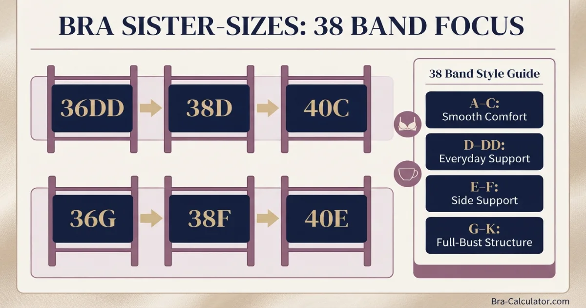 38 band sister size chart and bra style guide by cup volume