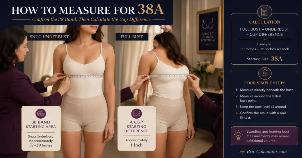 38A measurement logic with underbust full bust and cup difference explained