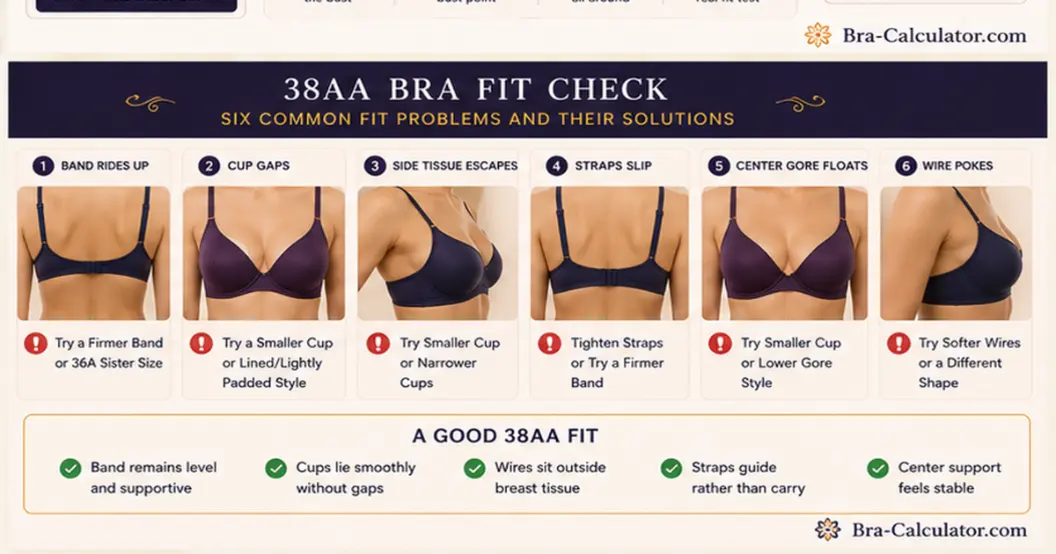 38AA bra fit problems showing gaping spillage side tissue strap digging and band riding up
