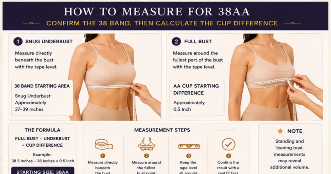 38AA measurement logic with underbust full bust and cup difference explained