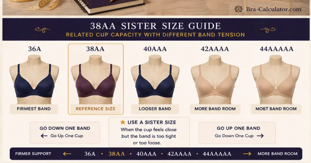 38AA sister size ladder showing nearby equivalent bra sizes