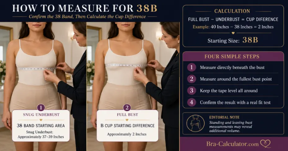 38B measurement logic with underbust full bust and cup difference explained