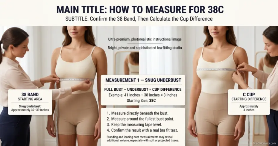 38C measurement logic with underbust full bust and cup difference explained