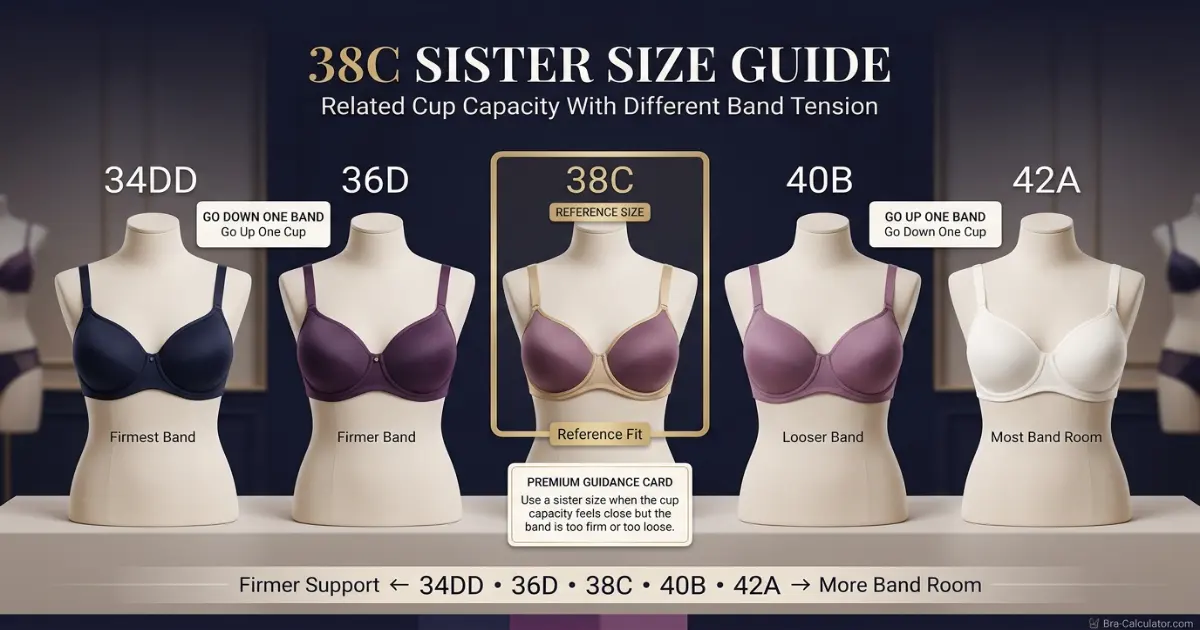 38C sister size ladder showing nearby equivalent bra sizes