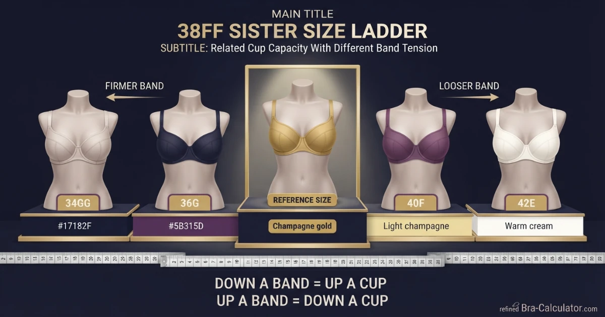 38FF sister size ladder showing nearby equivalent bra sizes