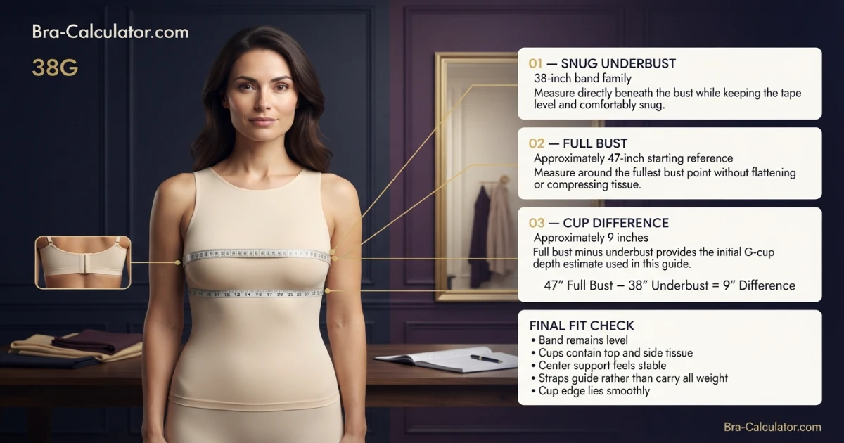 38G measurement logic with underbust full bust and cup difference explained