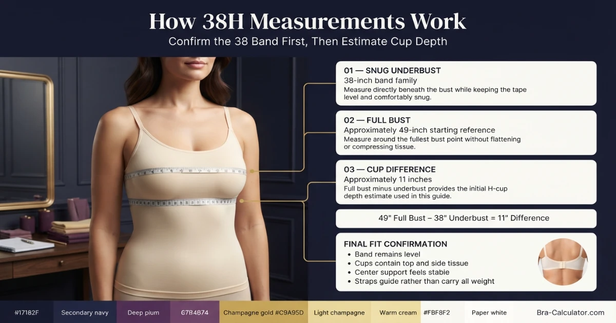 38H measurement logic with underbust full bust and cup difference explained
