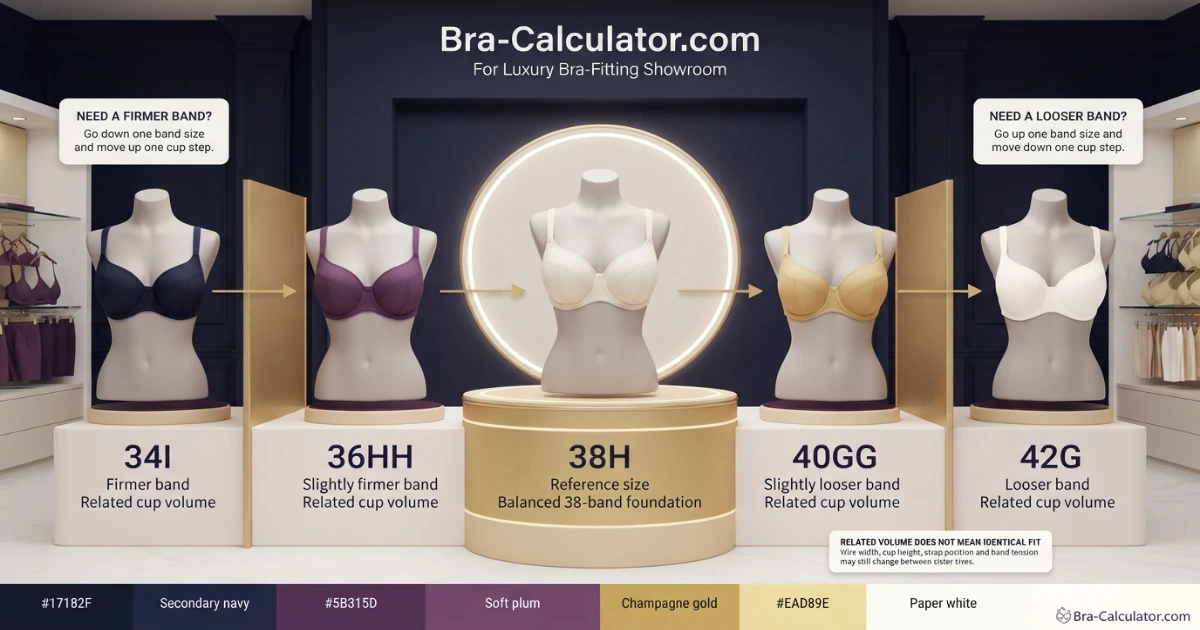 38H sister size ladder showing nearby equivalent bra sizes