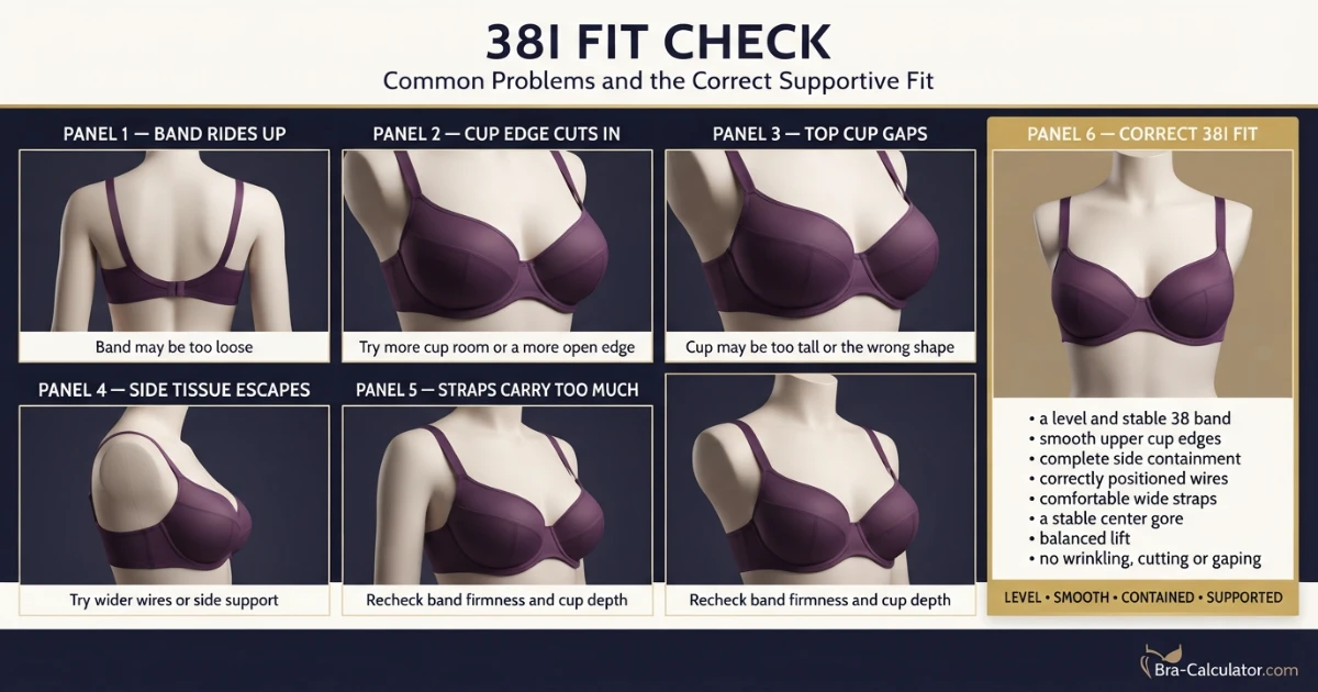 38I bra fit problems showing gaping spillage side tissue strap digging and band riding up