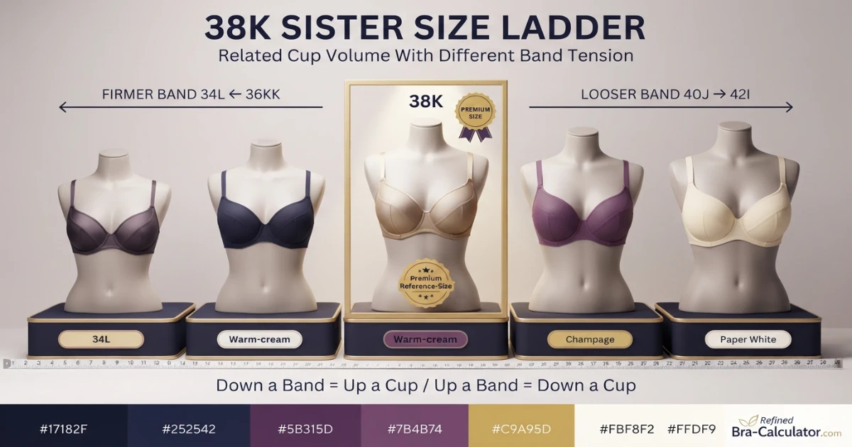 38K sister size ladder showing nearby equivalent bra sizes