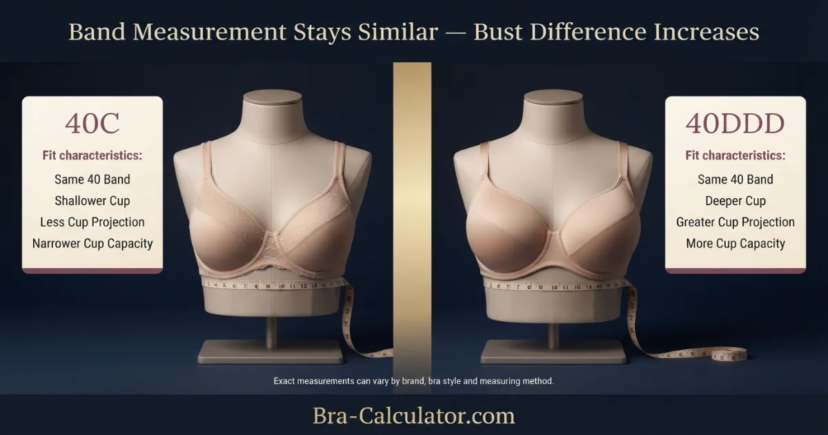 40C vs 40DDD measurements and bra fit differences