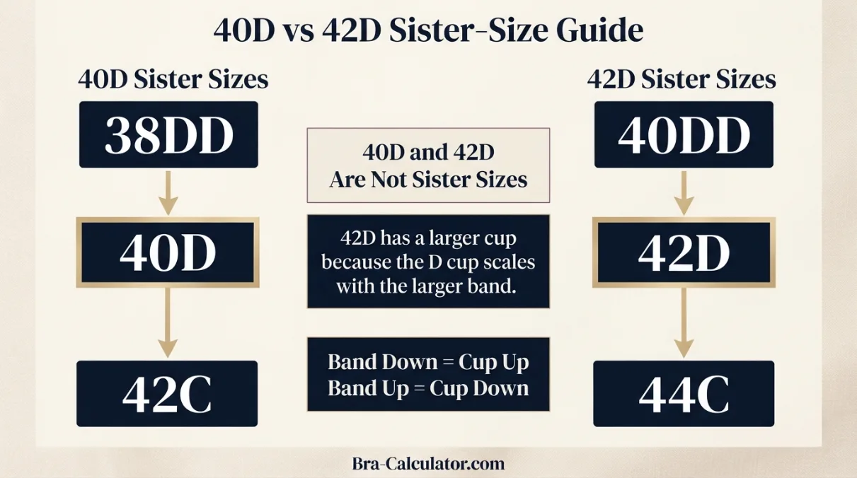 40D vs 42D sister size guide showing tighter-band and looser-band alternatives