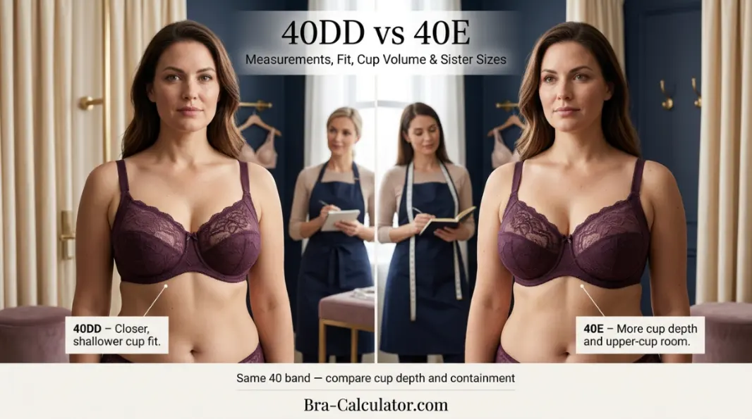 40DD vs 40E premium bra size comparison hero graphic