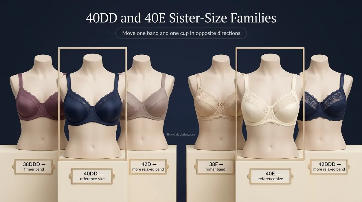 40DD vs 40E sister size alternatives diagram