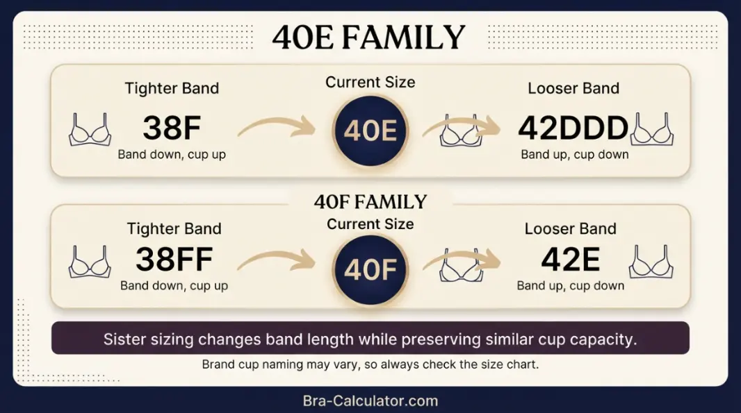 40E vs 40F sister size alternatives diagram