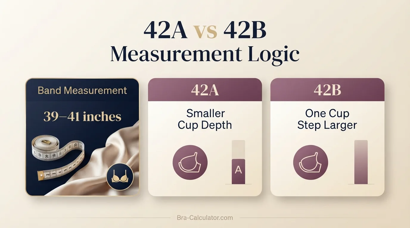 42A vs 42B measurement logic diagram showing band starting point and cup-volume comparison