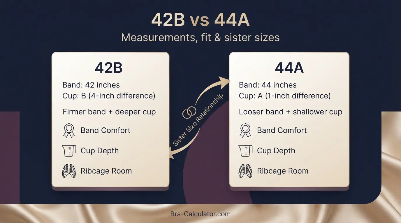 42B vs 44A comparison hero graphic with premium navy and gold styling
