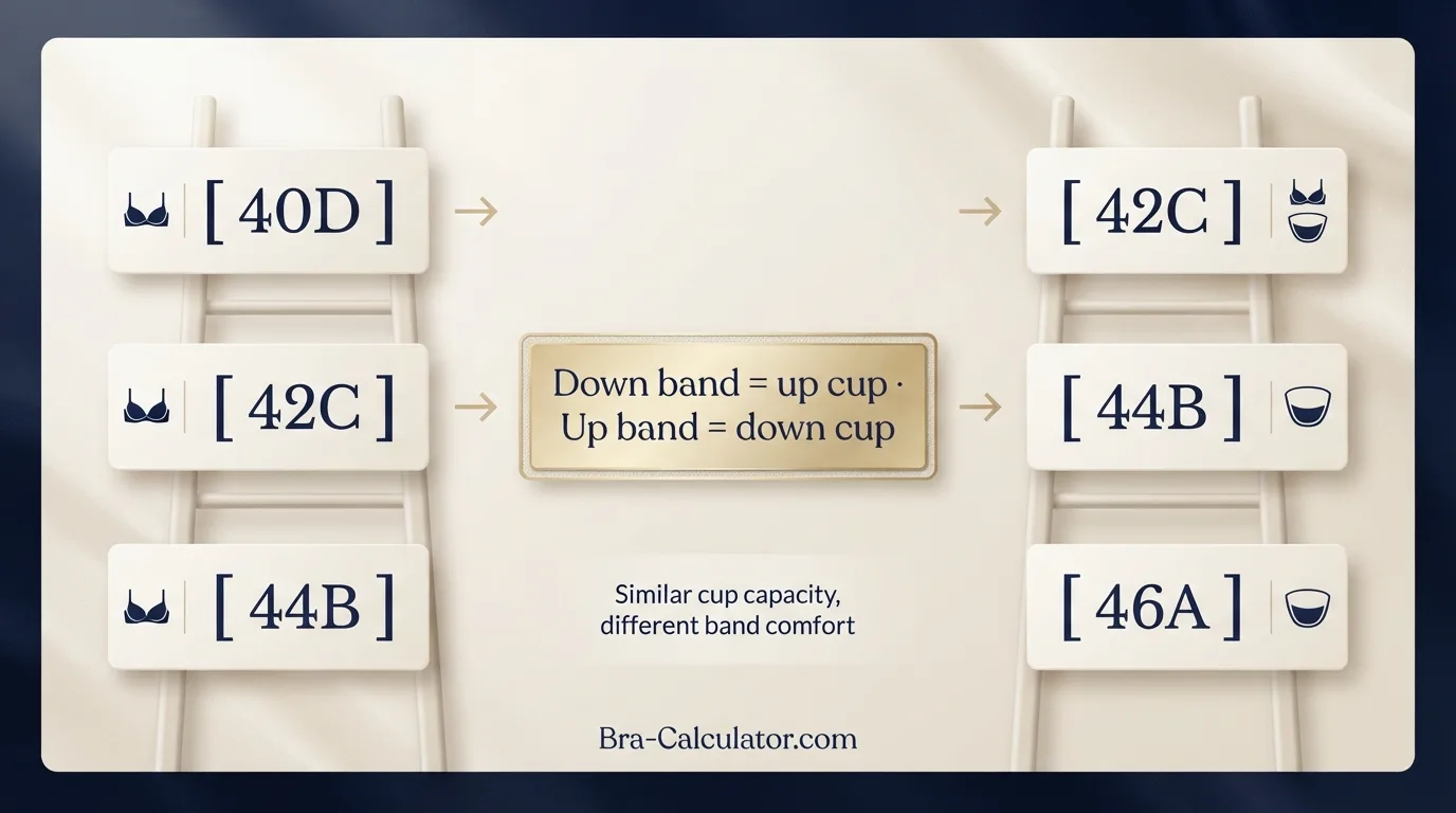 42C vs 44B sister size guide showing tighter-band and looser-band alternatives