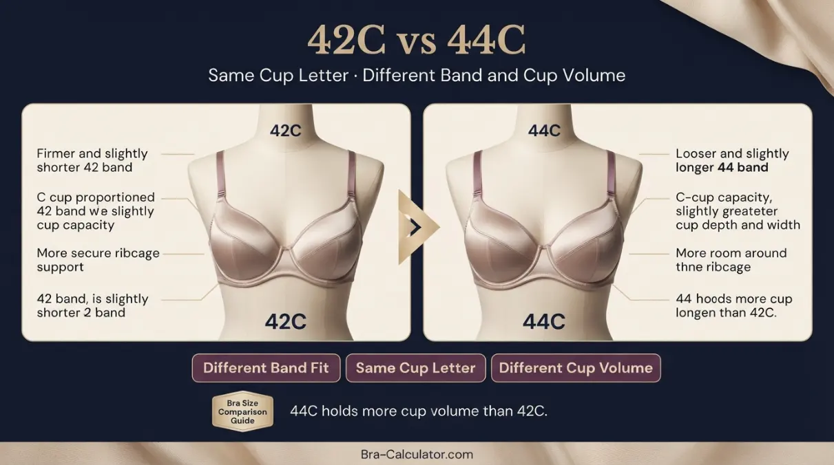42C vs 44C comparison hero graphic with premium navy and gold styling