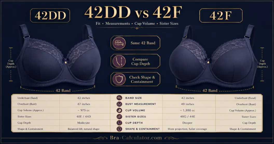 42DD vs 42F comparison hero graphic with premium navy and gold styling