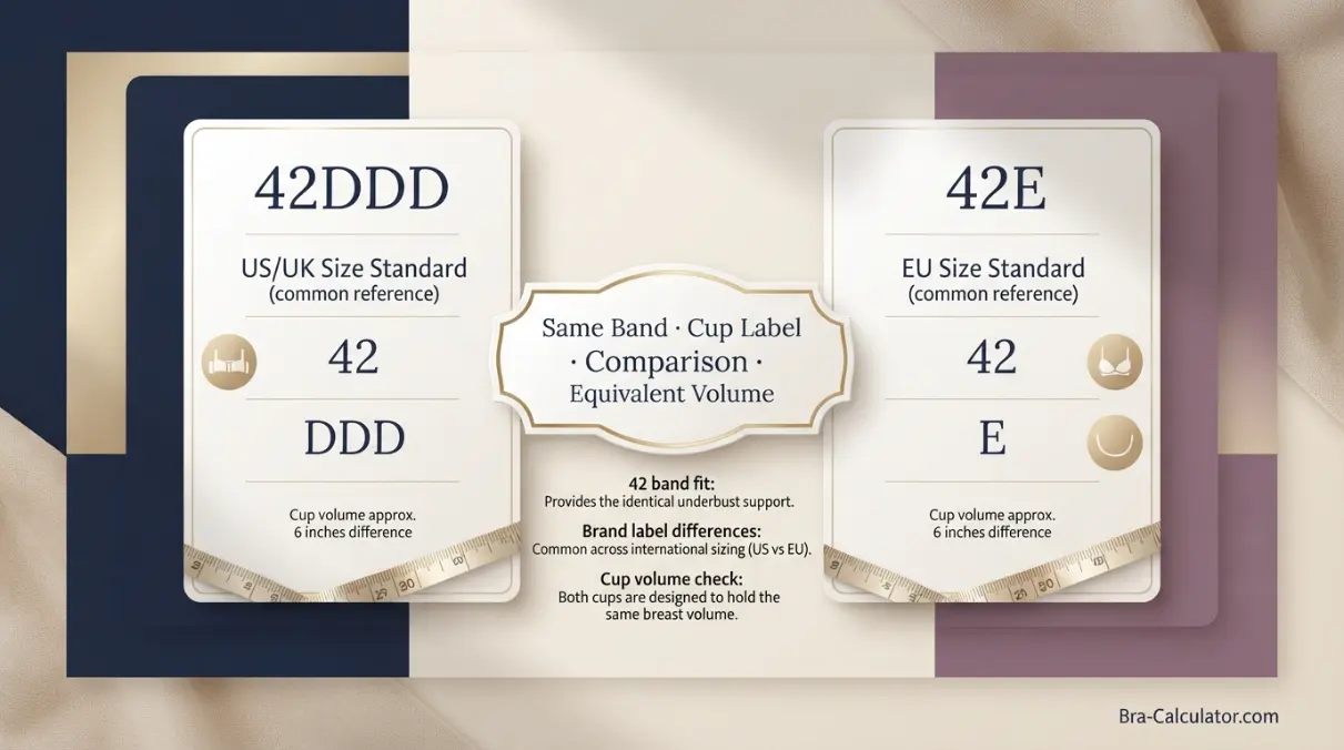 42DDD vs 42E comparison hero graphic with premium navy and gold styling