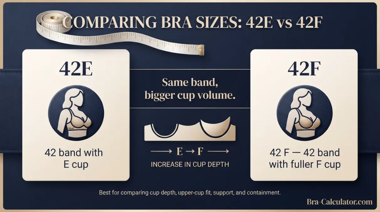 42E vs 42F measurement logic diagram showing band starting point and cup-volume comparison
