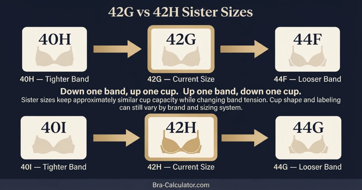 42G vs 42H measurement logic diagram showing band starting point and cup-volume comparison