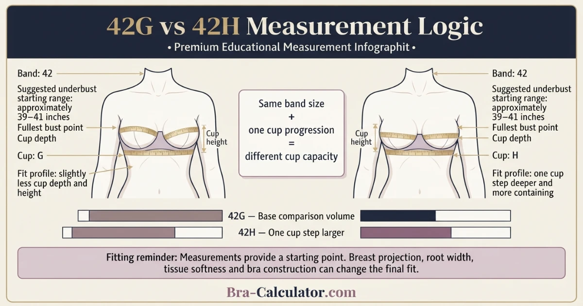 42G vs 42H sister size guide showing tighter-band and looser-band alternatives