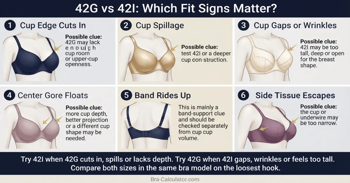 42G vs 42I sister size guide showing tighter-band and looser-band alternatives