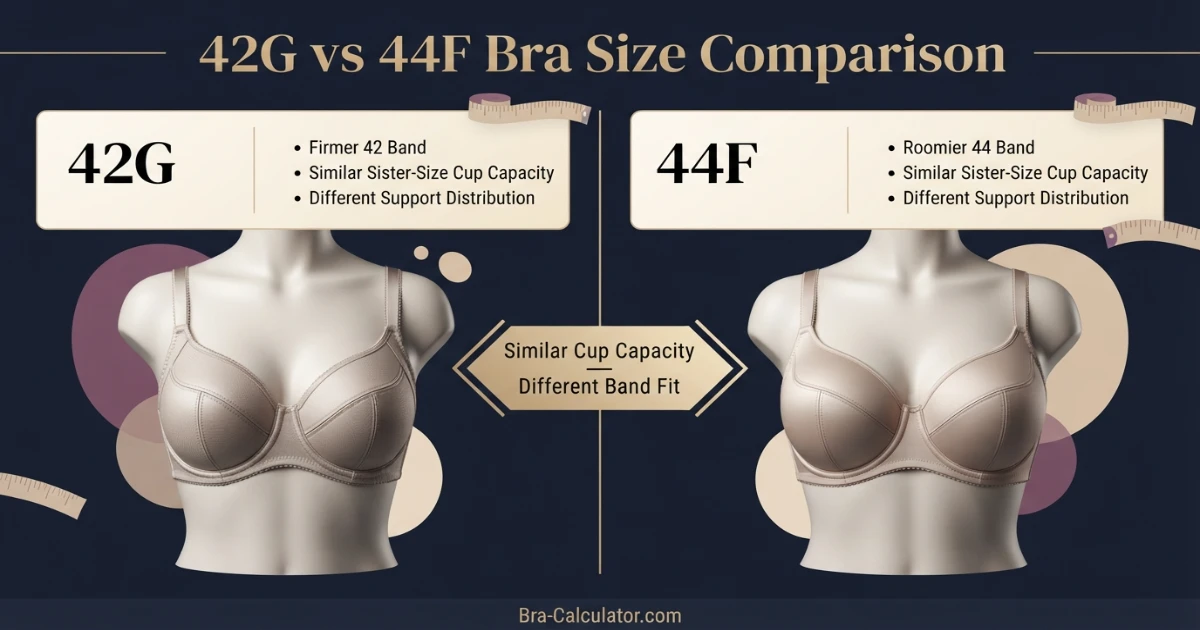 42G vs 44F comparison hero graphic with premium navy and gold styling