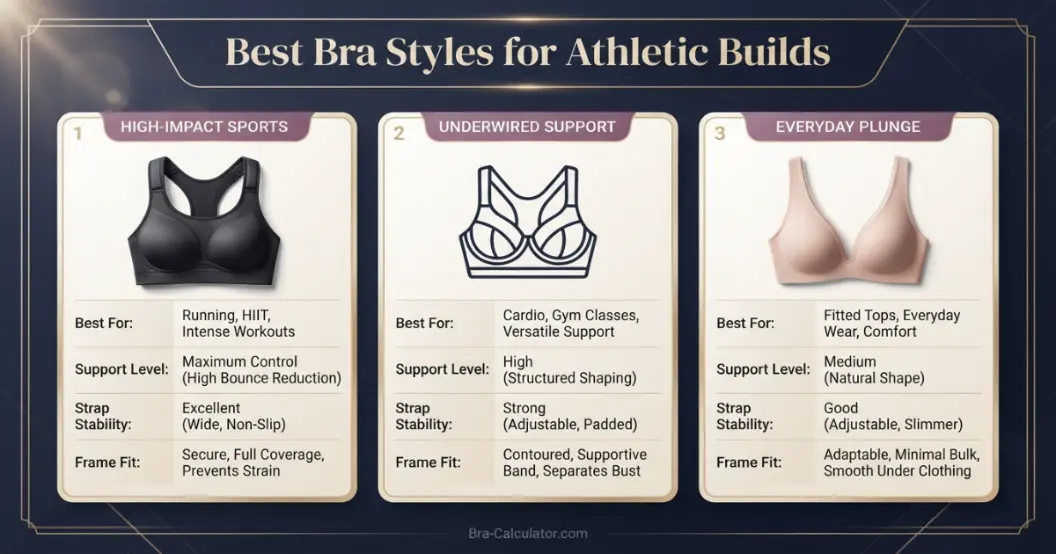 Athletic build bra comparison chart for sports bras plunge bras and everyday support