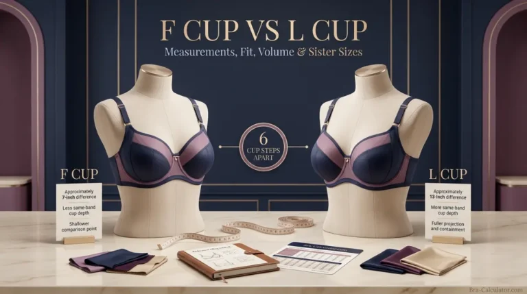 F Cup vs L Cup: Measurements, Fit, Volume & Sister Sizes 2026