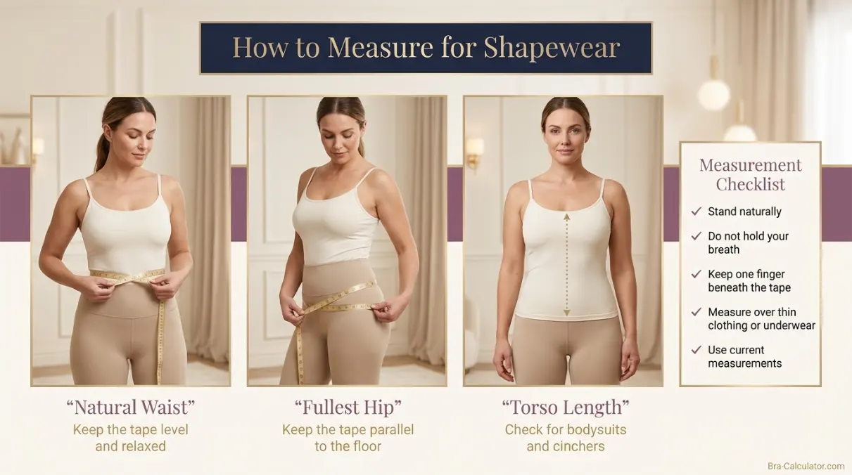 How to measure natural waist and fullest hip for shapewear sizing