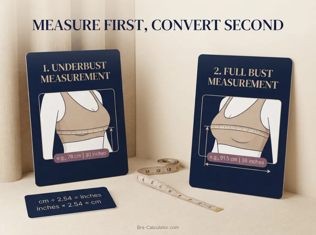 How to measure underbust and bust in cm and inches for bra sizing