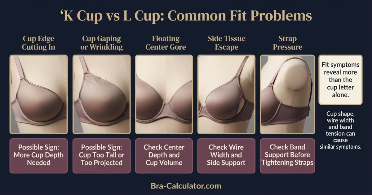 K Cup vs L Cup sister size ladder showing band and cup adjustments