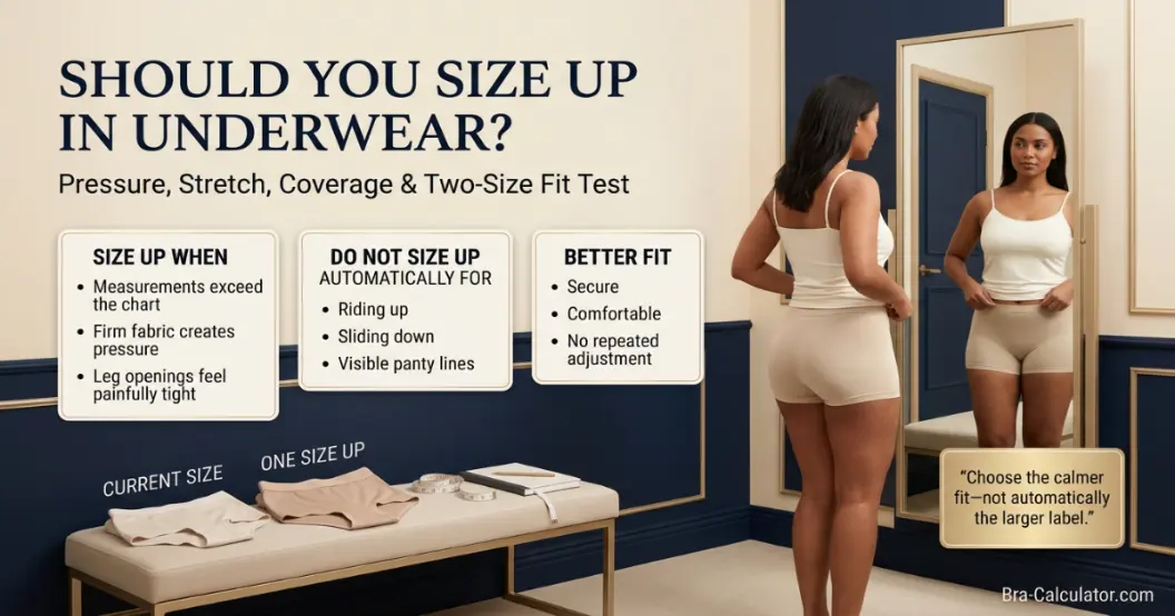 Should you size up in underwear comparison showing two adjacent sizes, waistband comfort and hip fit