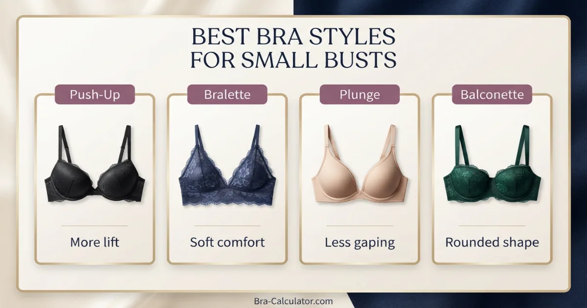 Small bust bra comparison chart for push up bralette plunge and balconette styles