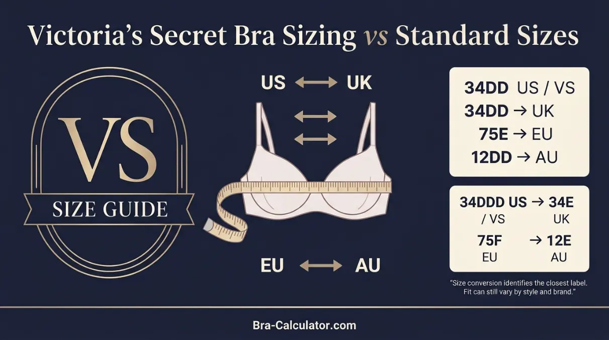 Victoria's Secret bra sizing versus standard US UK and EU sizes conversion guide