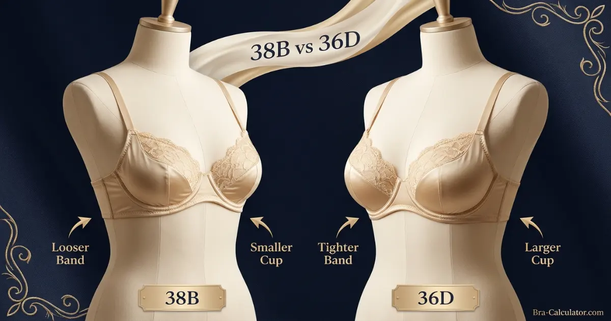 38B vs 36D comparison hero graphic with premium navy and gold styling