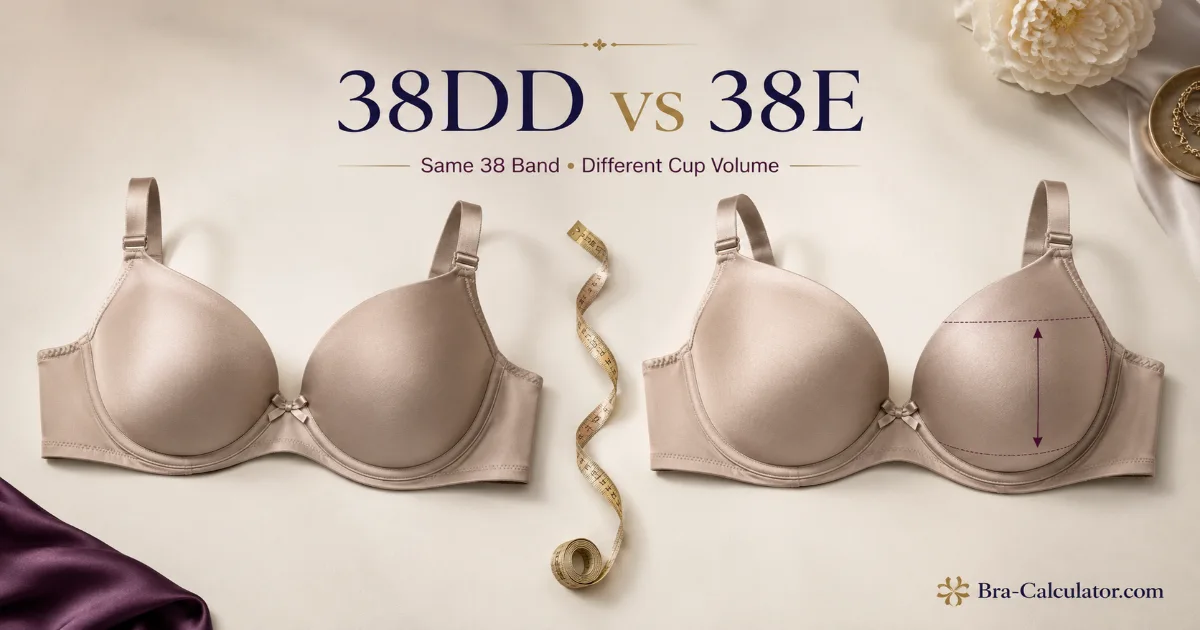 38DD vs 38E comparison hero graphic with premium navy and gold styling