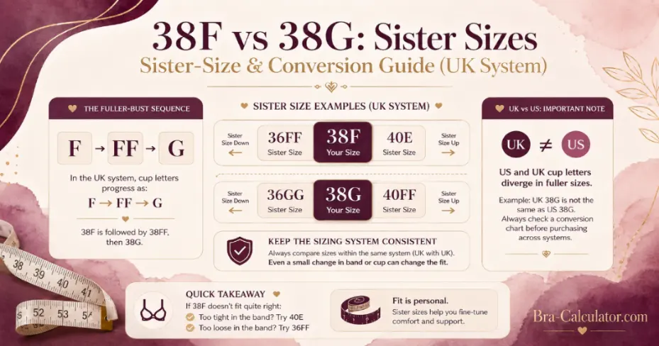 38F vs 38G sister size and conversion guide