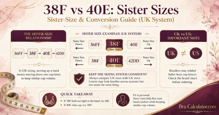 38F vs 40E sister size and conversion guide