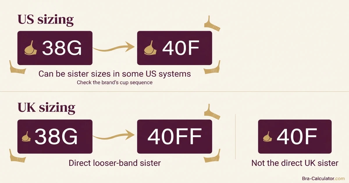 38G vs 40F sister size and conversion guide