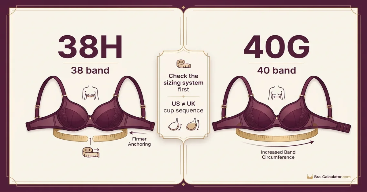 38H vs 40G measurement and band cup logic diagram