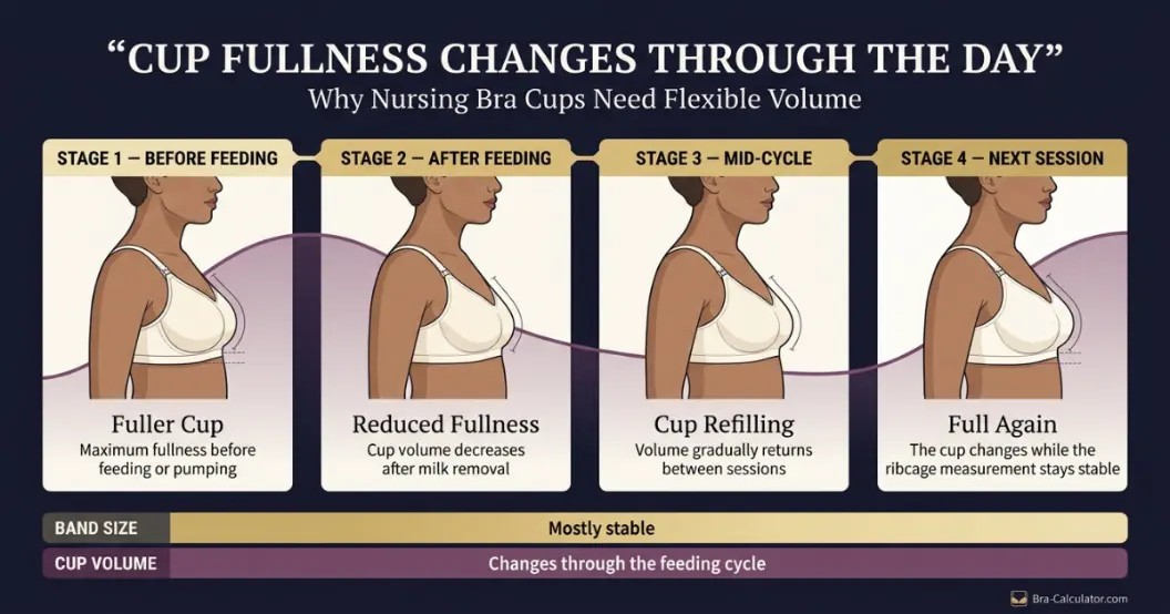 Chart showing how cup fullness fluctuates across a 12-hour feeding and pumping cycle