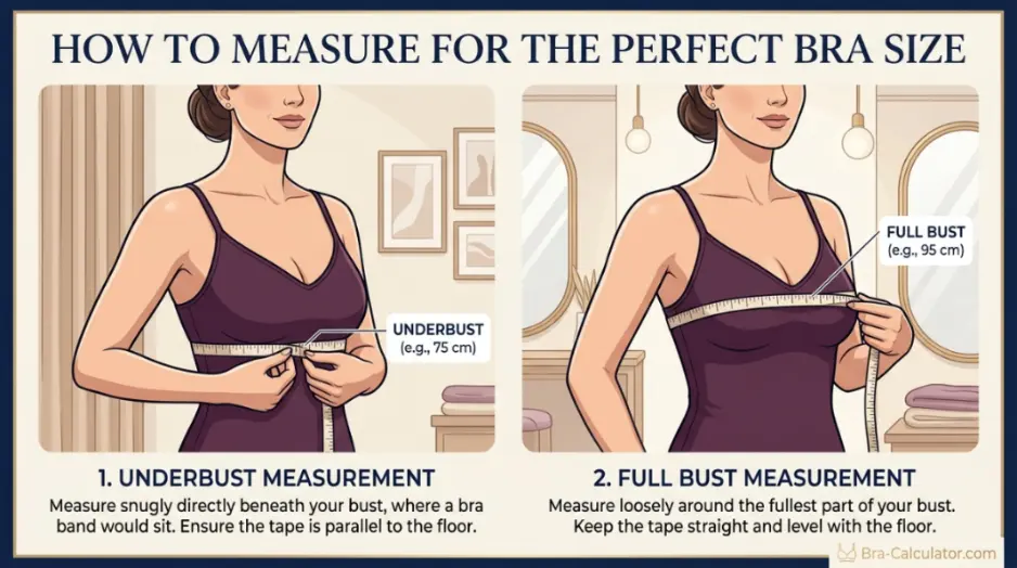 How to measure for a UNIQLO bra using underbust and fullest bust measurements